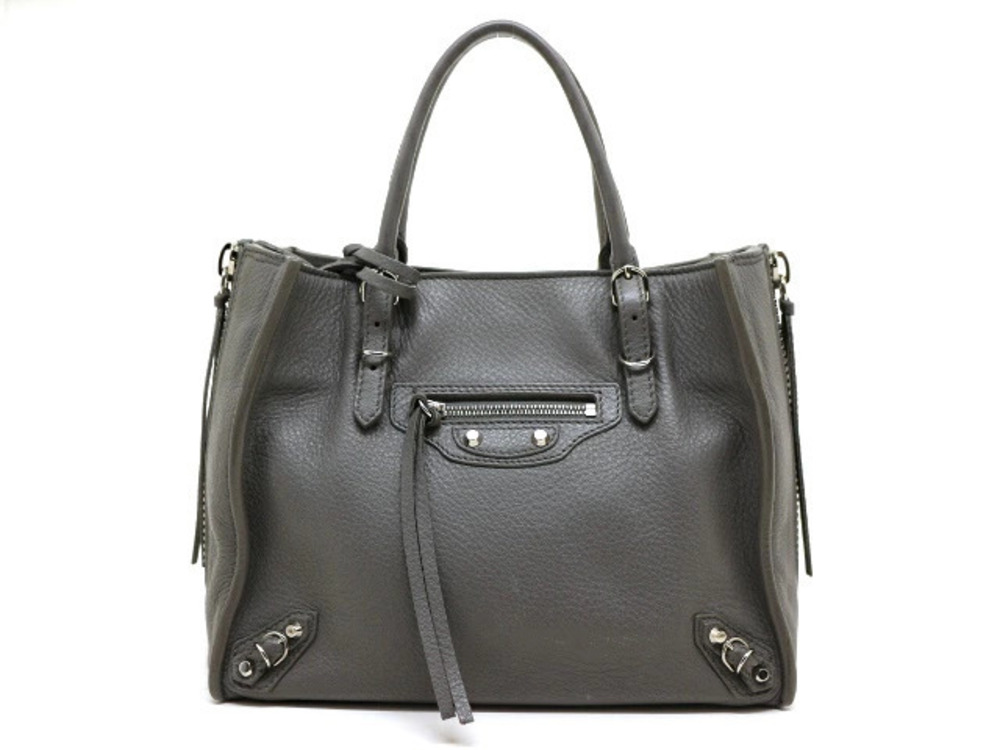 Balenciaga Paper 2way Shoulder Bag Gray Leather